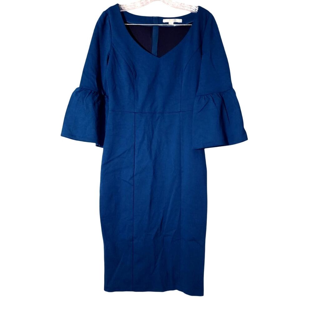 Boden Blue 3/4 Bell Sleeve Knee Length V Neck Dress Size 6